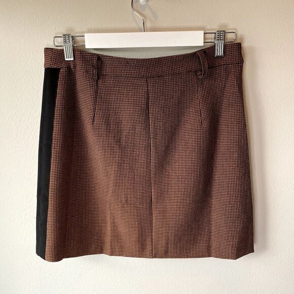 J.O.A. Abbott Brown Houndstooth Mini Skirt NEW M - Picture 5 of 8